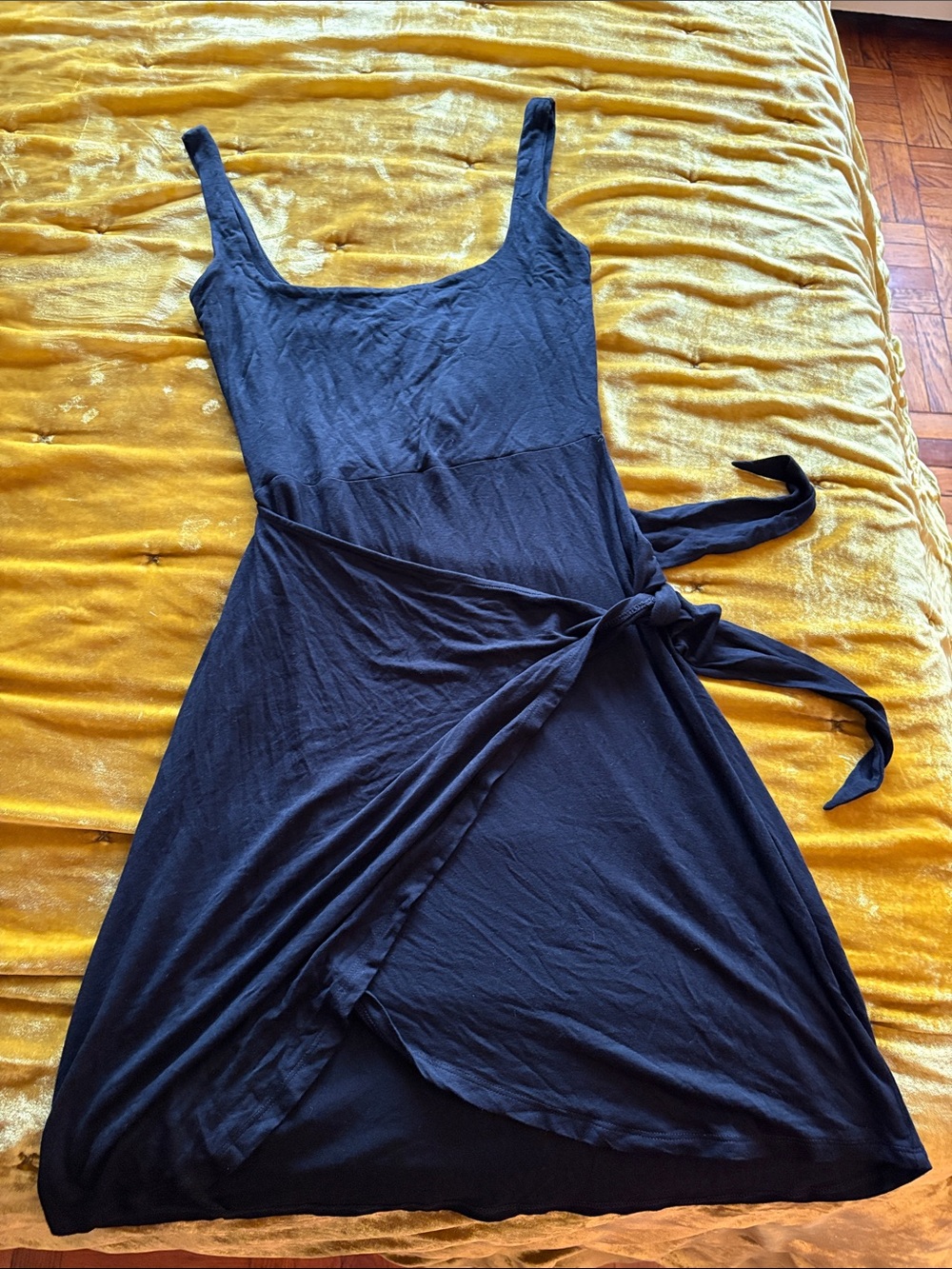 Bar III Black Sleeveless Mini Dress with Wrap Skirt